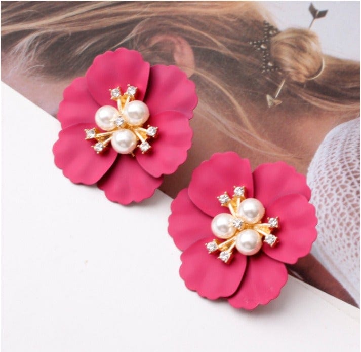 Multicolor Cute Flower Charm Huggie Earrings - Zi Collection Hub