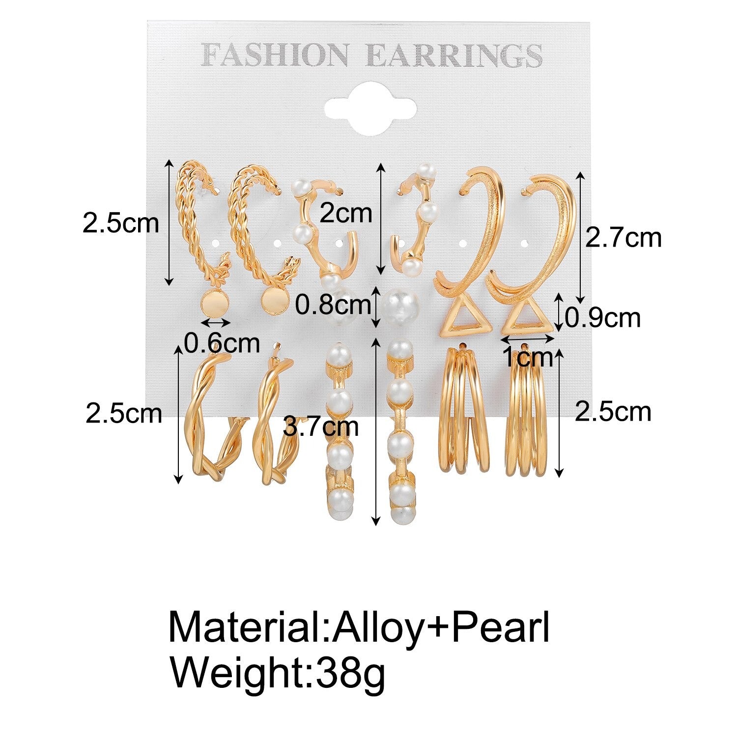 9 Pairs Gold Color Chunky Hoop Earrings Set - Zi Collection Hub