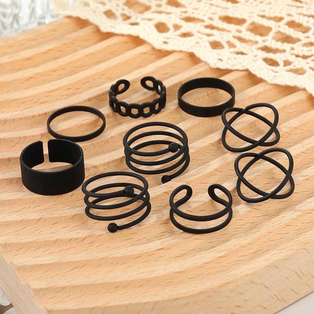 Vintage Black Rings Set - Zi Collection Hub