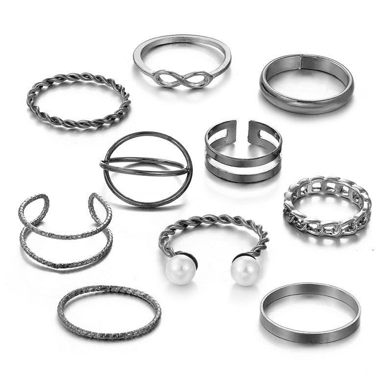 Creative Personality Cross Twist Chain Knuckle Finger Ring Sets - Zi Collection Hub