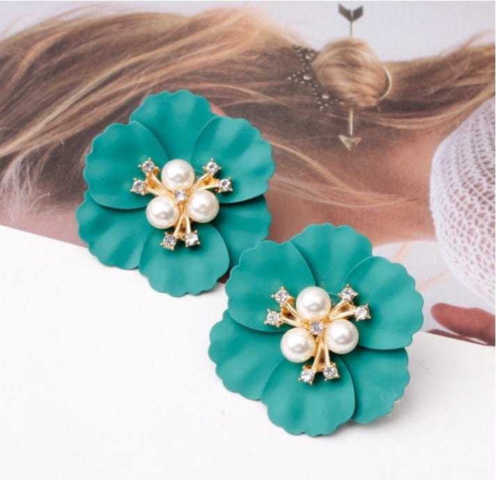 Multicolor Cute Flower Charm Huggie Earrings - Zi Collection Hub