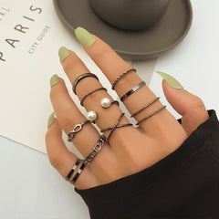 Cross Twist Chain Knuckle Finger Ring Sets