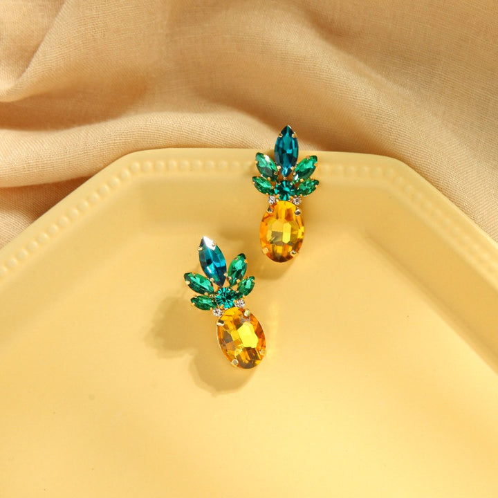 Rhinestone Crystal Pineapple Earrings - Zi Collection Hub