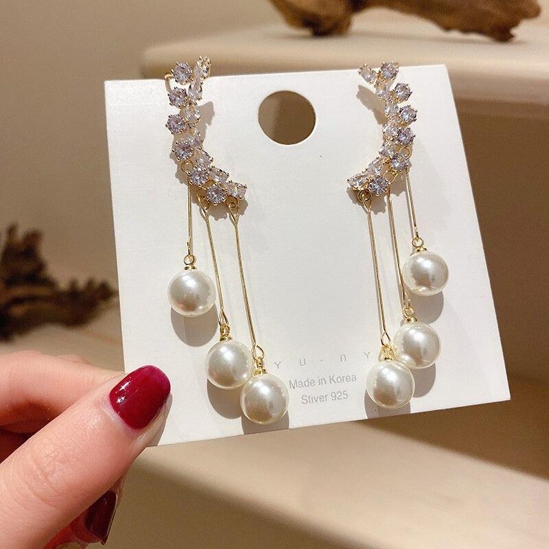 New Fashion Luxury Crystal Pearl Wing Earrings - Zi Collection Hub
