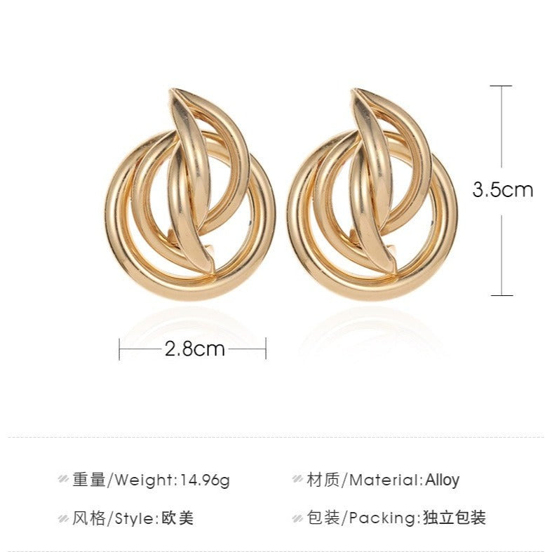 Round Superimposed Geometric Earrings