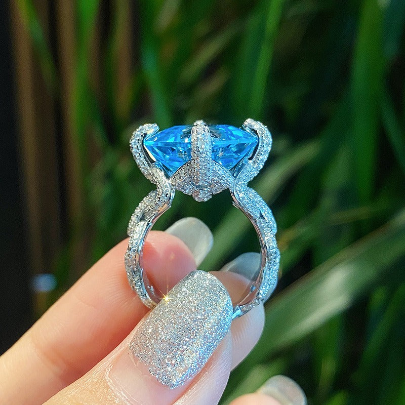 Natural Aquamarine Topaz Ring - Zi Collection Hub