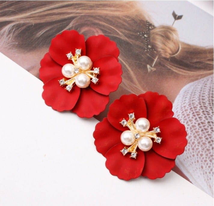 Multicolor Cute Flower Charm Huggie Earrings - Zi Collection Hub