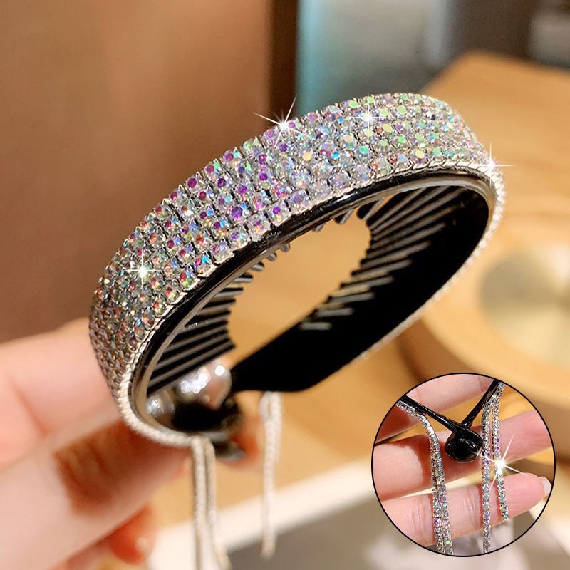 Fringed Rhinestone Ball Head Ponytail Buckle Hair Tie Grasping Clip - Zi Collection Hub