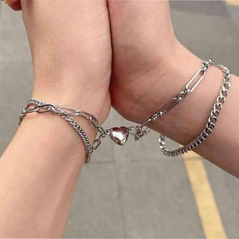 2Pcs/Set Heart Magnetic Bracelet Couple Bracelets