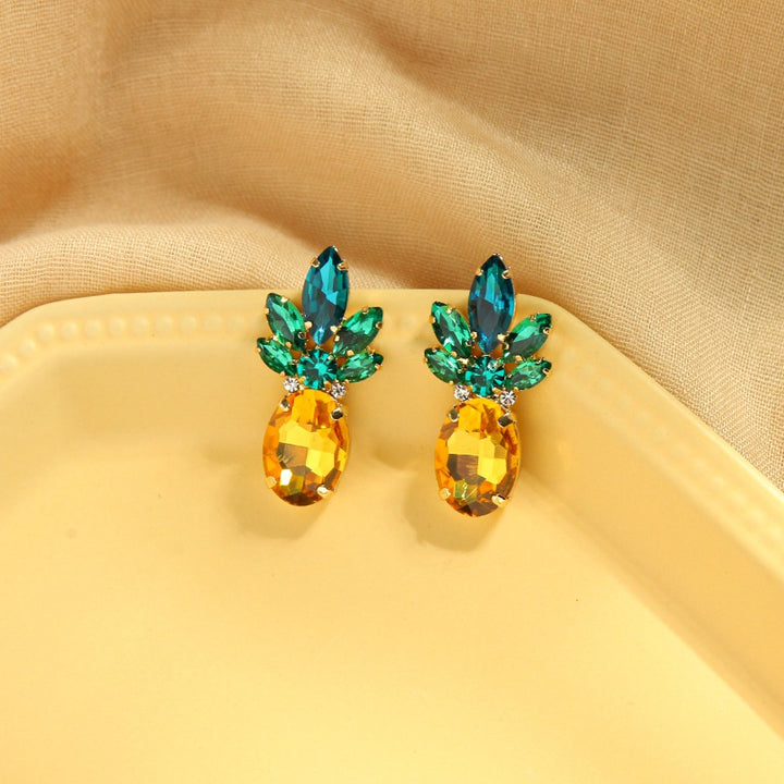 Rhinestone Crystal Pineapple Earrings - Zi Collection Hub
