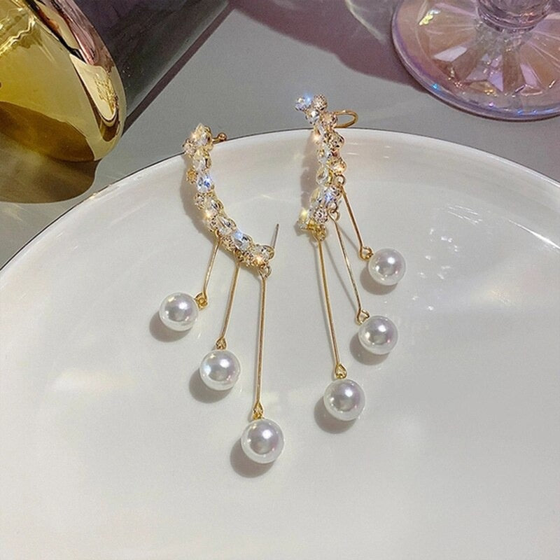 New Fashion Luxury Crystal Pearl Wing Earrings - Zi Collection Hub