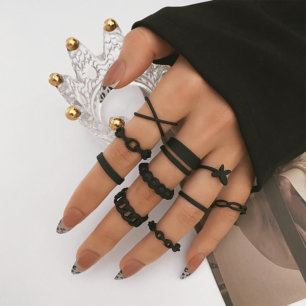 Black Butterfly Paint 10-Piece Ring - Zi Collection Hub