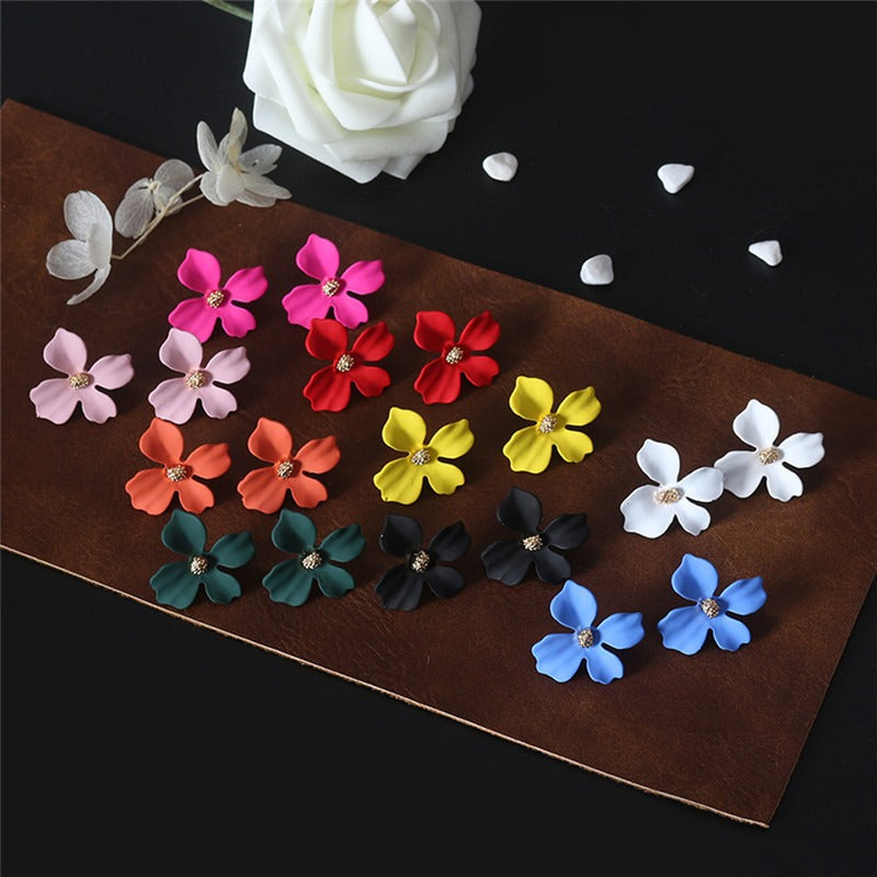925 Silver Needle Cute Four-Petal Flower Earrings