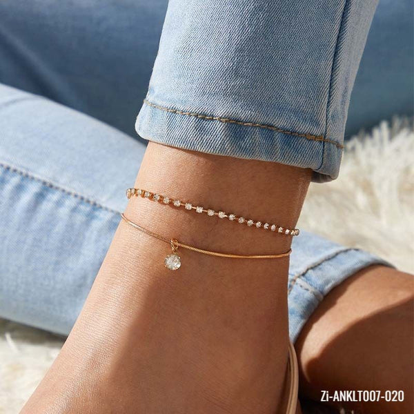 Bohemian Double-layer Crystal Zircon Anklet - Zi Collection Hub