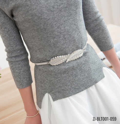 Leaf Belt Elastic Clasp Metal Waist - Zi Collection Hub