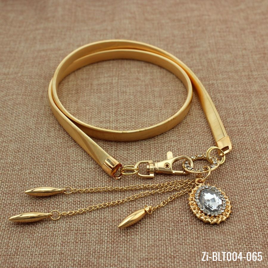 Metal Elastic Electroplate Pendant Buckles Belt Crystal