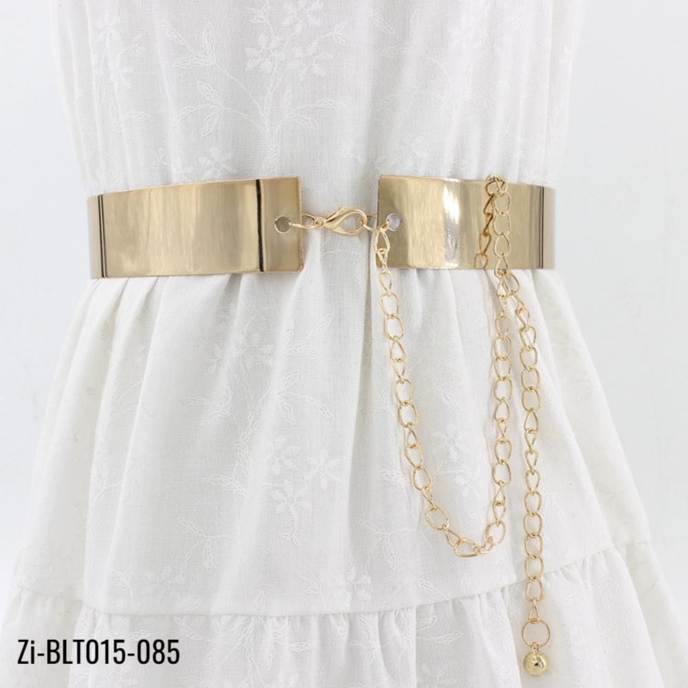 Adjustable Metal Designer Belt Bling Gold Silver (3.5cm Width) - Zi Collection Hub