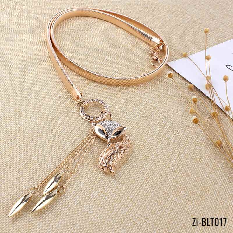 Cute Charming Little Fox Stretch Rhinestone Gold Waist Chain Belt - Zi Collection Hub