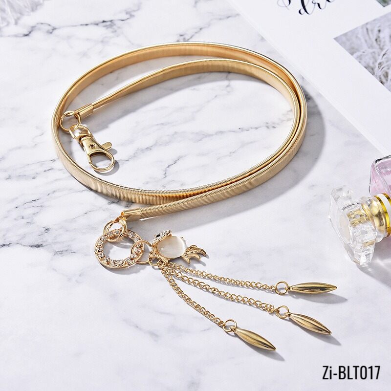 Cute Charming Little Fox Stretch Rhinestone Gold Waist Chain Belt - Zi Collection Hub