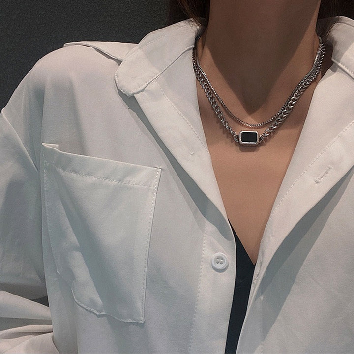 Cold Wind Geometric Square Necklace - Zi Collection Hub