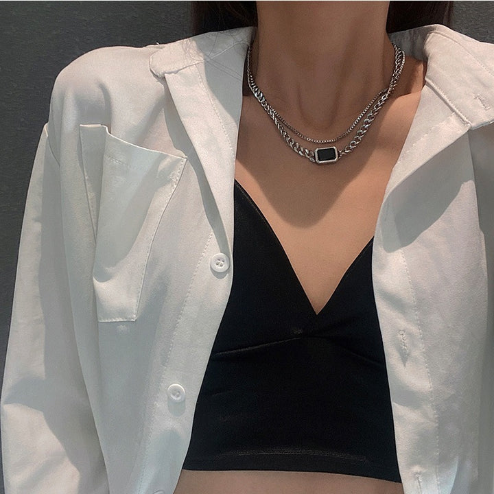 Cold Wind Geometric Square Necklace - Zi Collection Hub