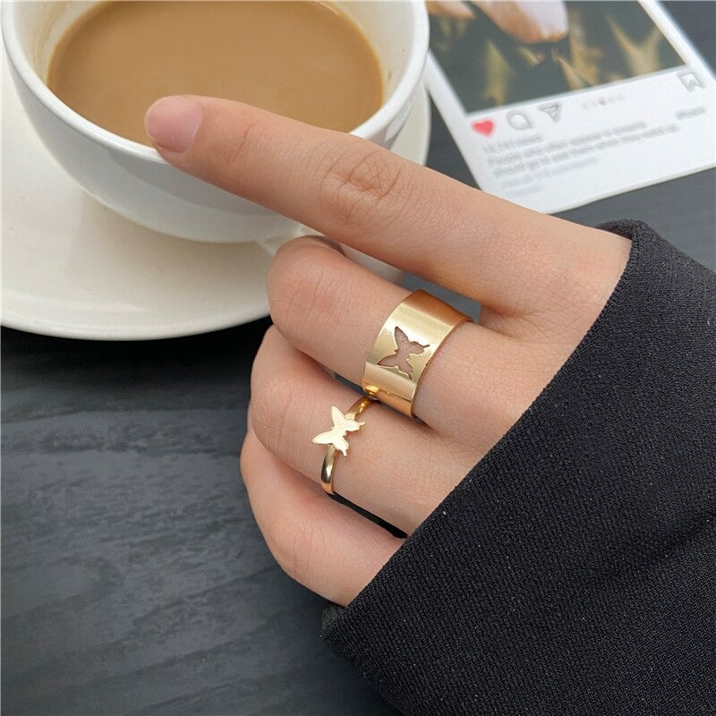 Creative Personality Butterfly Punk Style Couple Ring Adjustable - Zi Collection Hub