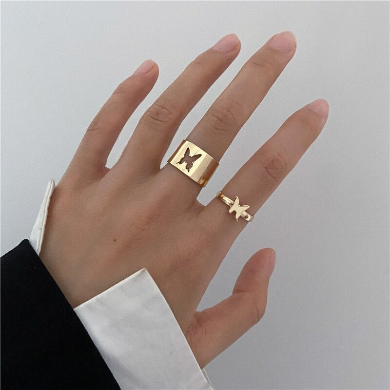 Creative Personality Butterfly Punk Style Couple Ring Adjustable - Zi Collection Hub