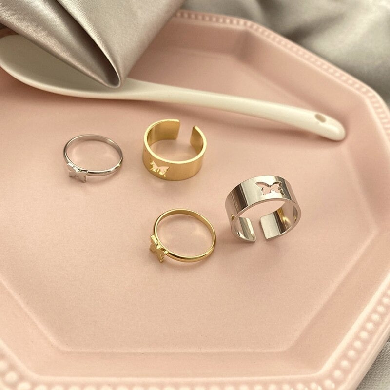 Creative Personality Butterfly Punk Style Couple Ring Adjustable - Zi Collection Hub