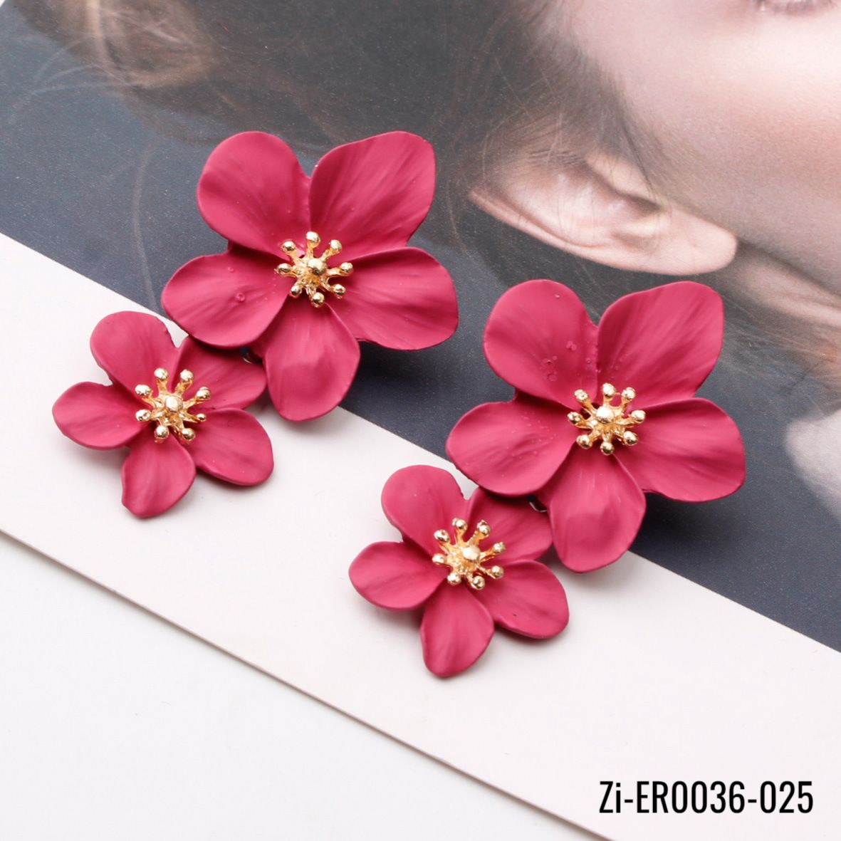 Colorful Double Flower Drop Earrings - Zi Collection Hub