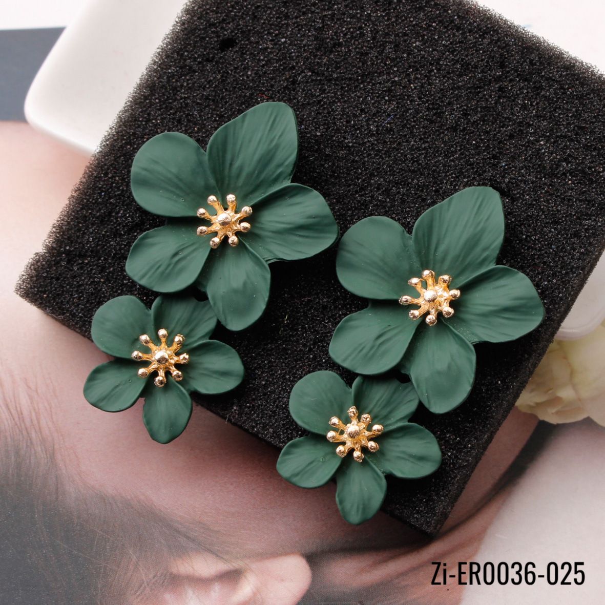 Colorful Double Flower Drop Earrings - Zi Collection Hub