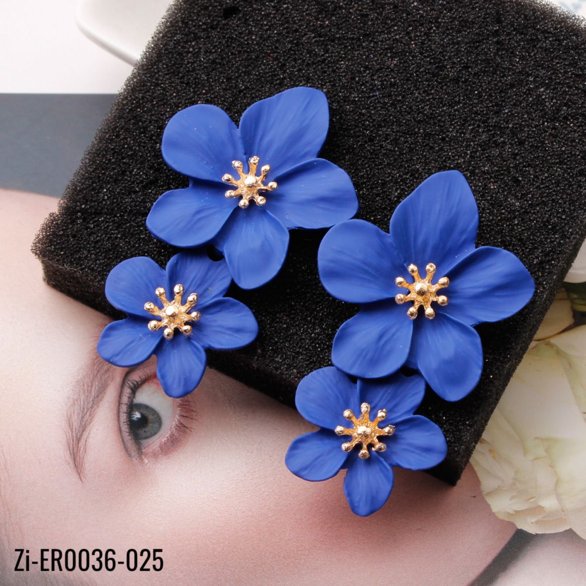 Colorful Double Flower Drop Earrings - Zi Collection Hub