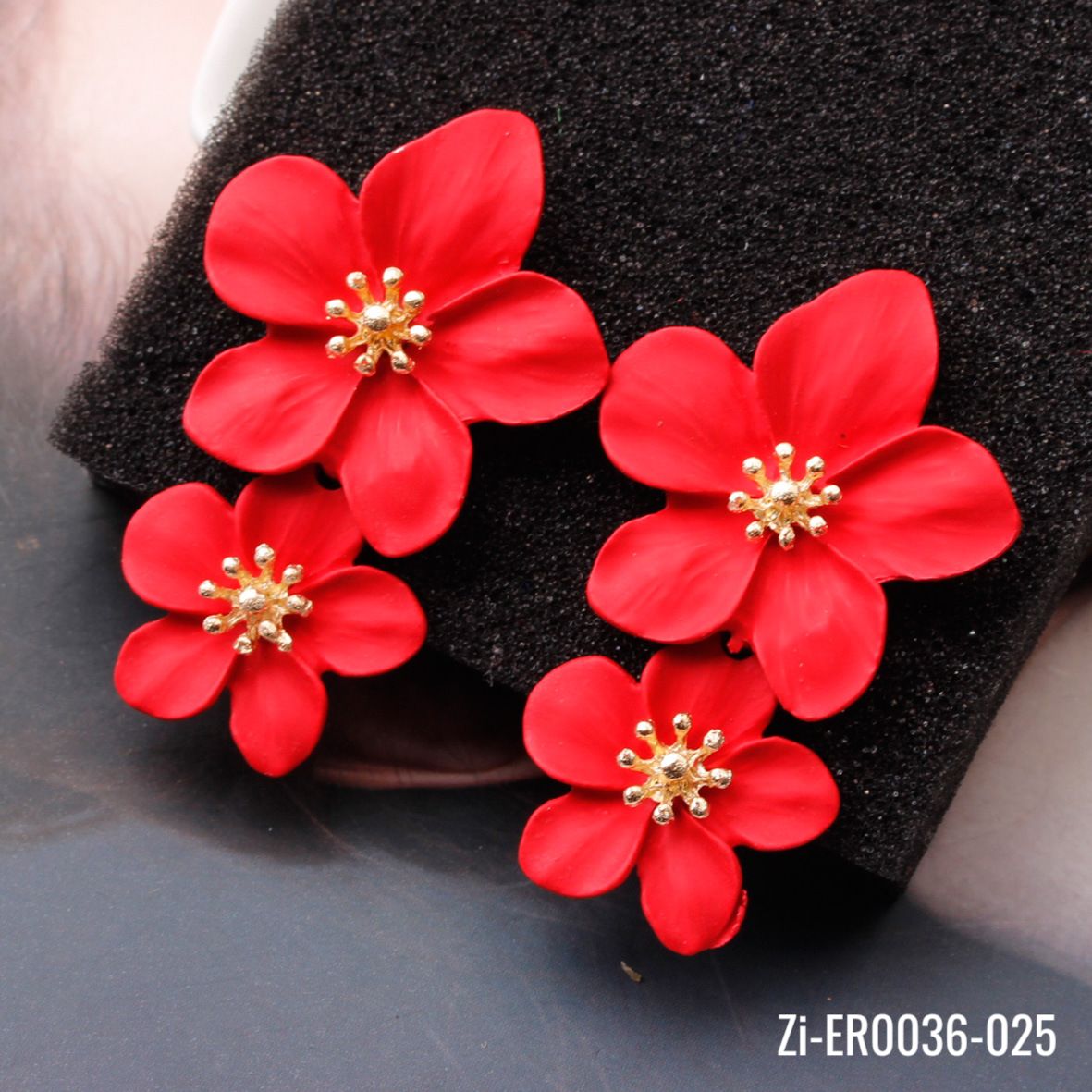 Colorful Double Flower Drop Earrings - Zi Collection Hub