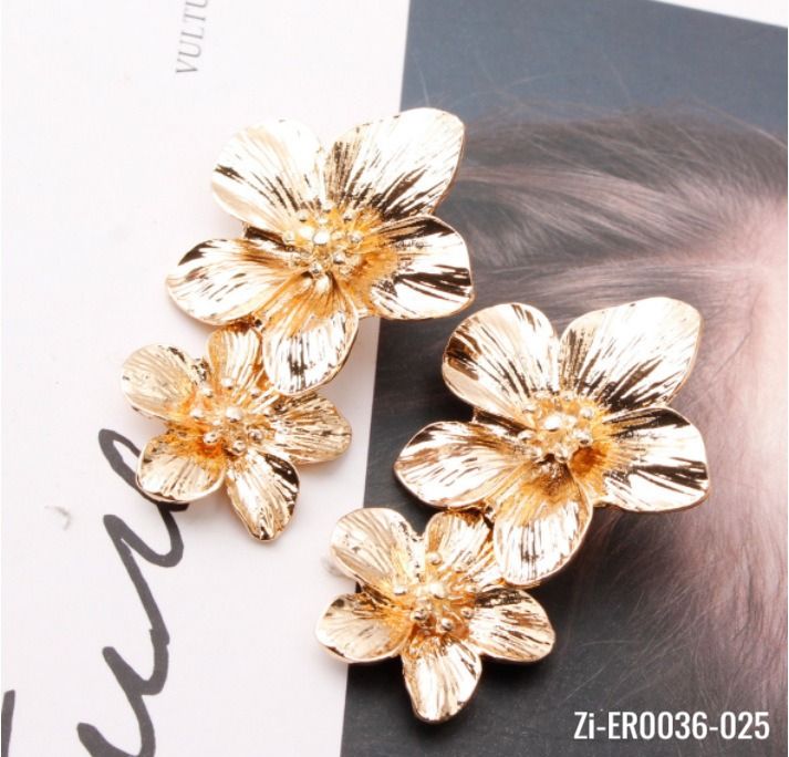 Colorful Double Flower Drop Earrings - Zi Collection Hub