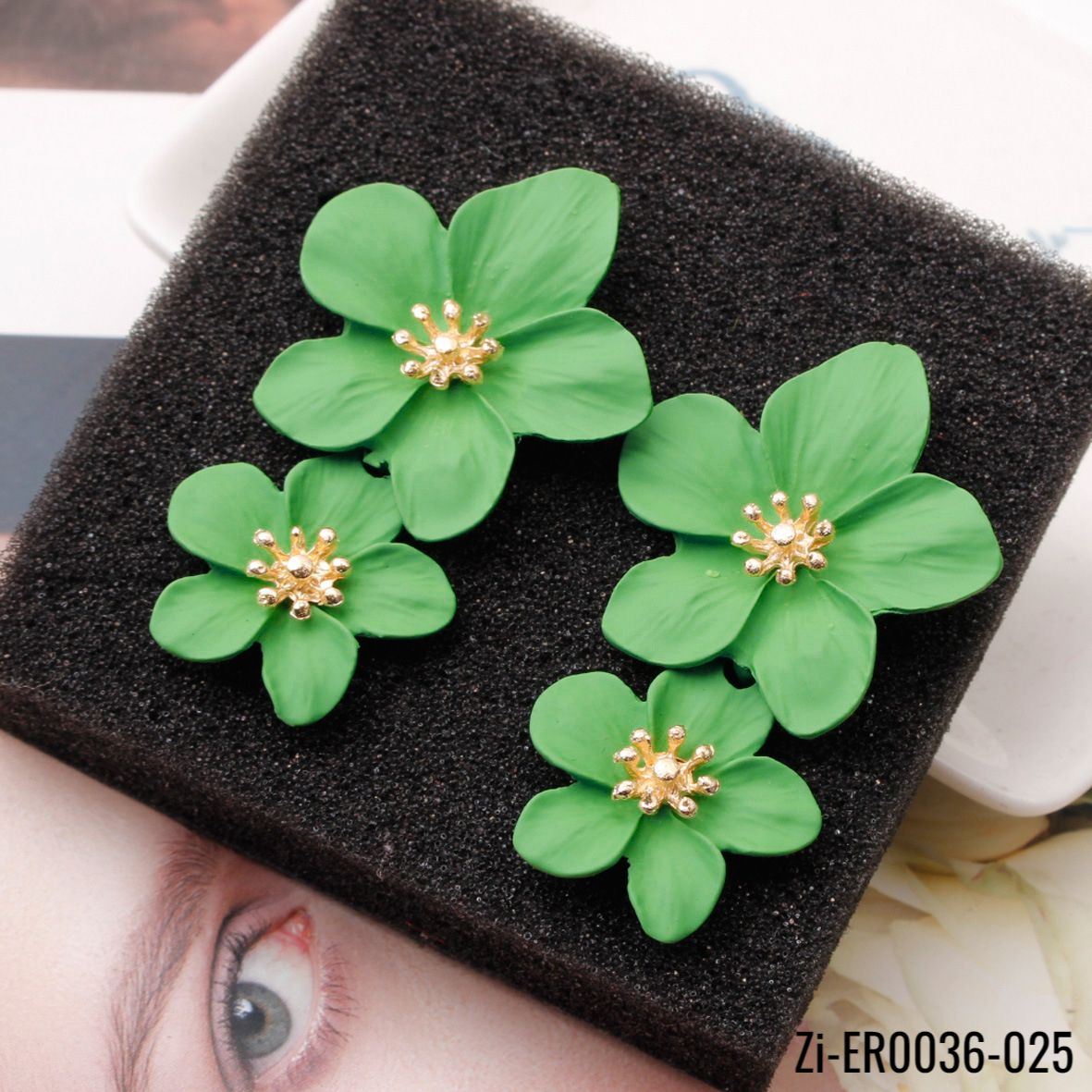 Colorful Double Flower Drop Earrings - Zi Collection Hub