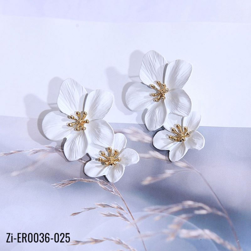 Colorful Double Flower Drop Earrings - Zi Collection Hub