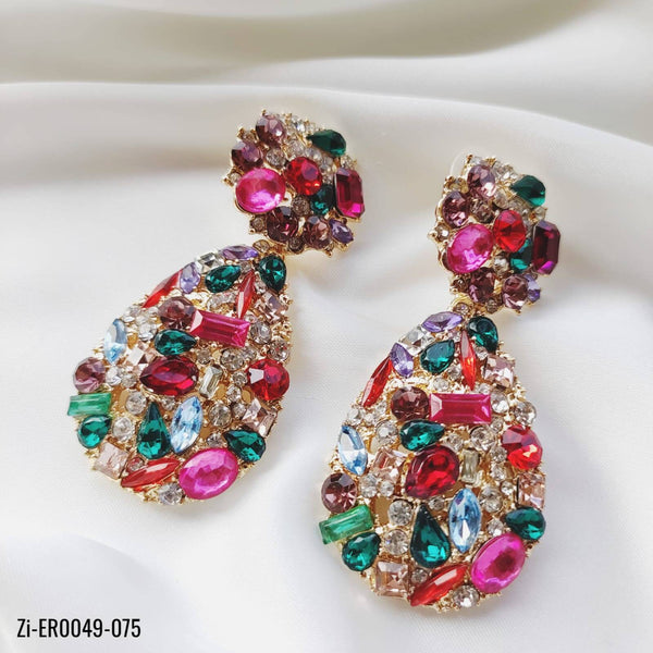 Multi Color Rhinestone Water Drop Earrings - Zi Collection Hub