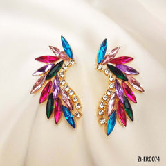 Shining Rhinestone Wings Stud Earrings