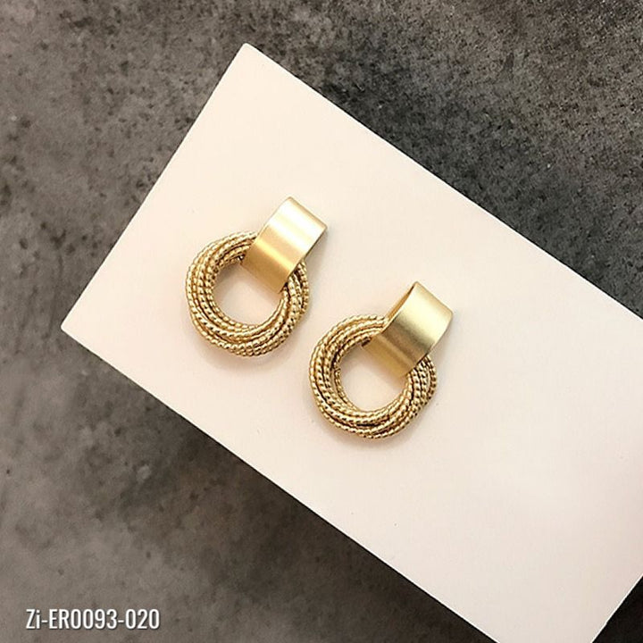 Retro Metallic Gold Color Circle Earrings - Zi Collection Hub