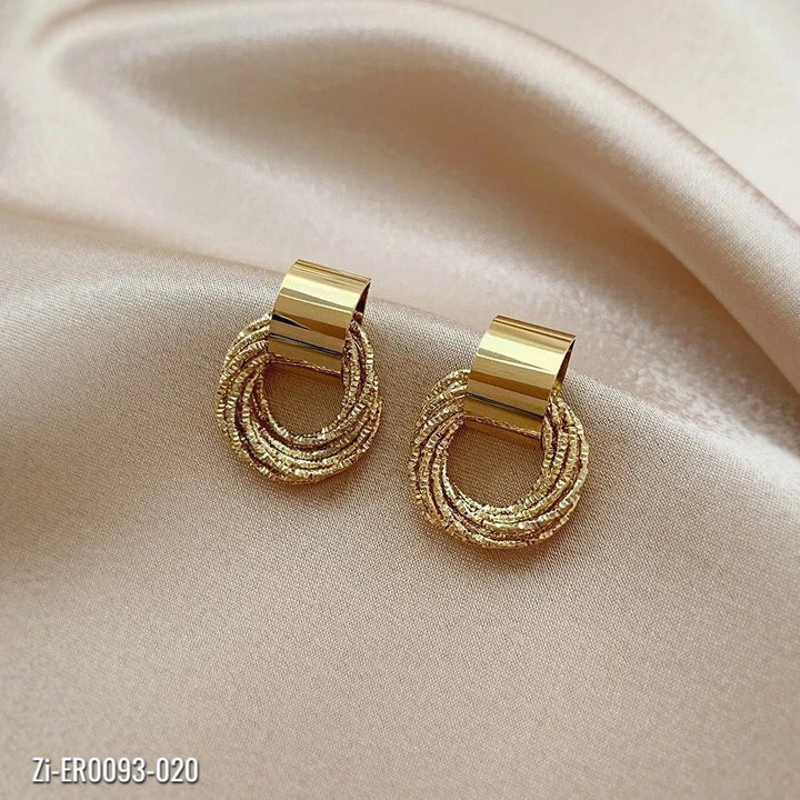 Retro Metallic Gold Color Circle Earrings - Zi Collection Hub