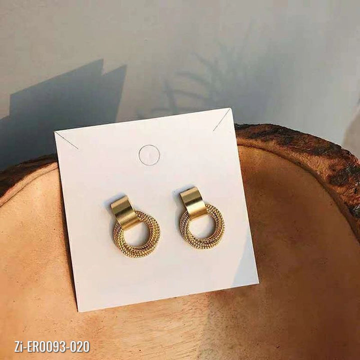 Retro Metallic Gold Color Circle Earrings - Zi Collection Hub