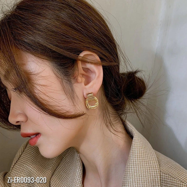 Retro Metallic Gold Color Circle Earrings - Zi Collection Hub