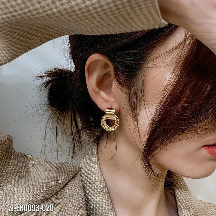 Retro Metallic Gold Color Circle Earrings - Zi Collection Hub