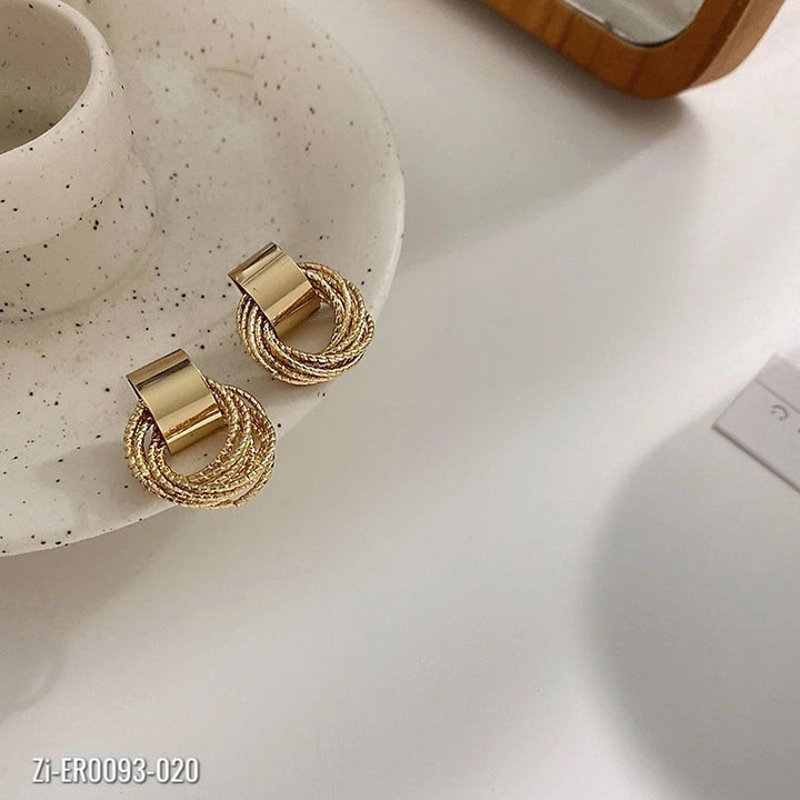 Retro Metallic Gold Color Circle Earrings - Zi Collection Hub