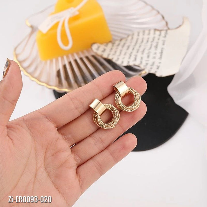 Retro Metallic Gold Color Circle Earrings - Zi Collection Hub