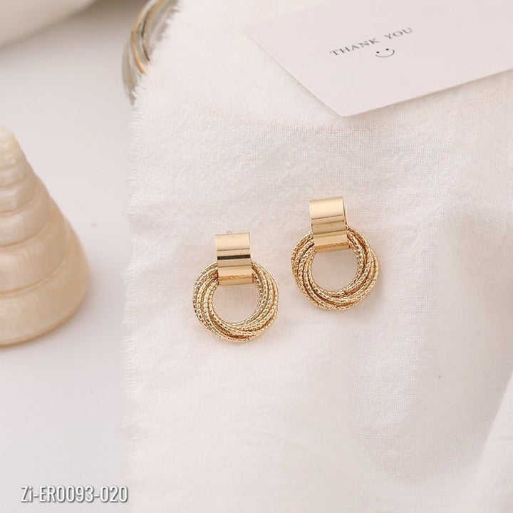 Retro Metallic Gold Color Circle Earrings - Zi Collection Hub