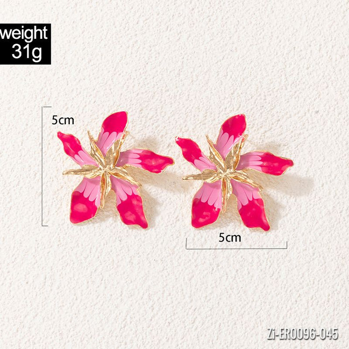 Multi-Layer Alloy Drip Oil Flower Earrings - Zi Collection Hub