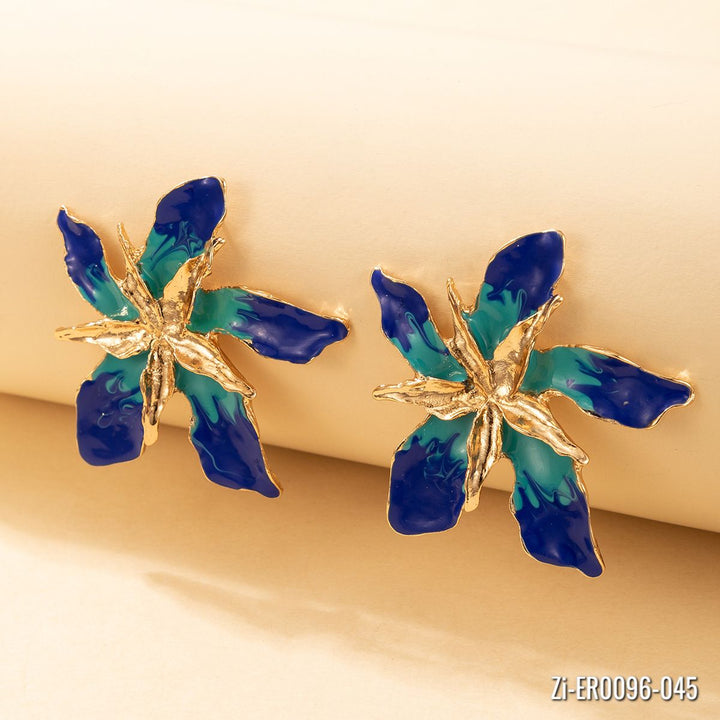 Multi-Layer Alloy Drip Oil Flower Earrings - Zi Collection Hub