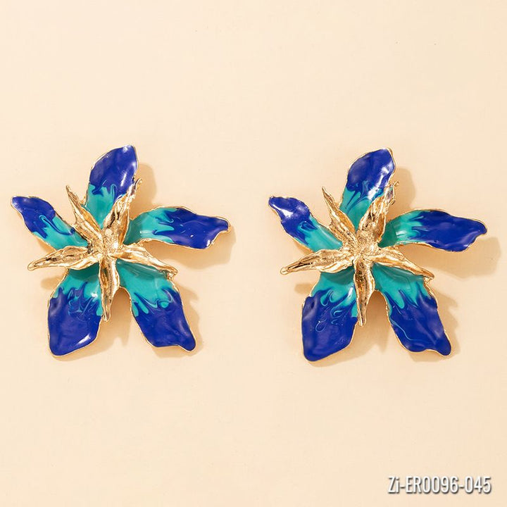 Multi-Layer Alloy Drip Oil Flower Earrings - Zi Collection Hub