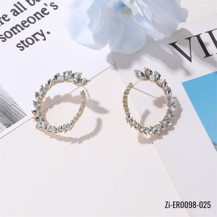 Zircon Circle Hollow Stud Earrings - Zi Collection Hub