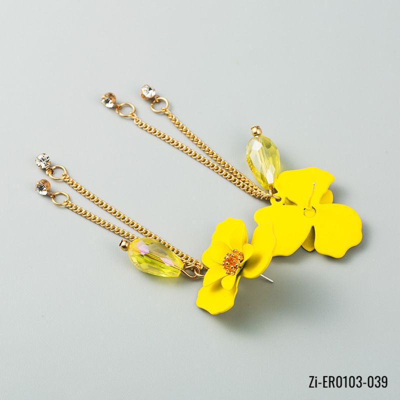 Big Flowers long tassel dangle Earrings - Zi Collection Hub